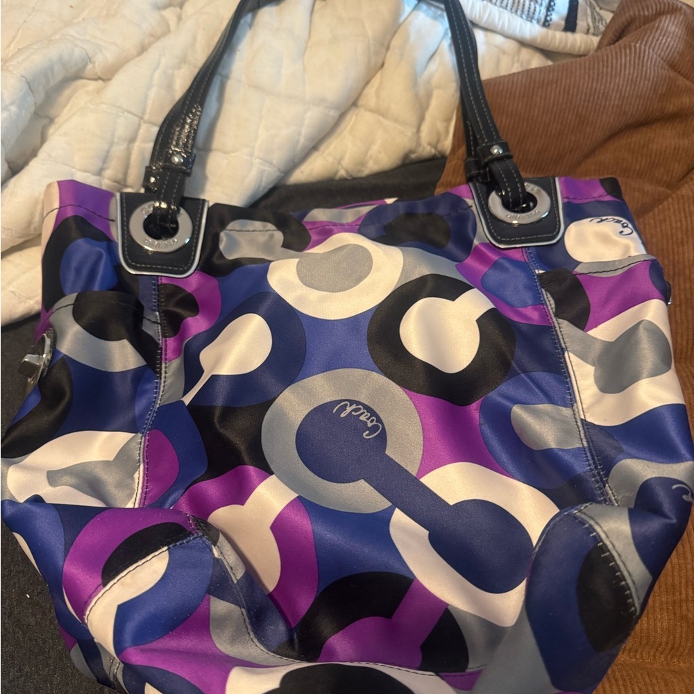 Coach Blue and Purple Graphic Tote